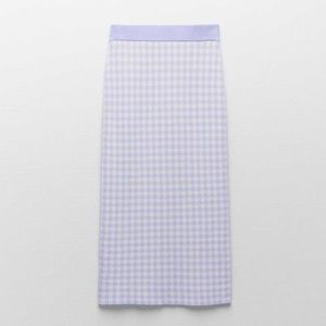 zara gingham knit skirt light purple
